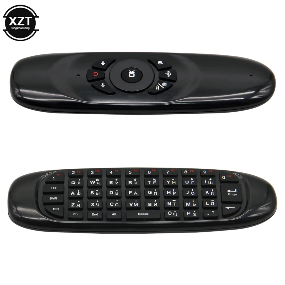 Mini 2.4G RF Remote Control Air Mouse English Russian Wireless Keyboard Voice Backlight C120 for Android Smart TV Box | Электроника