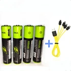 Перезаряжаемая батарея ZNTER AAA 1,5 в AAA 600 мАч, литиевая батарея с USB-зарядкой и кабелем Micro USB