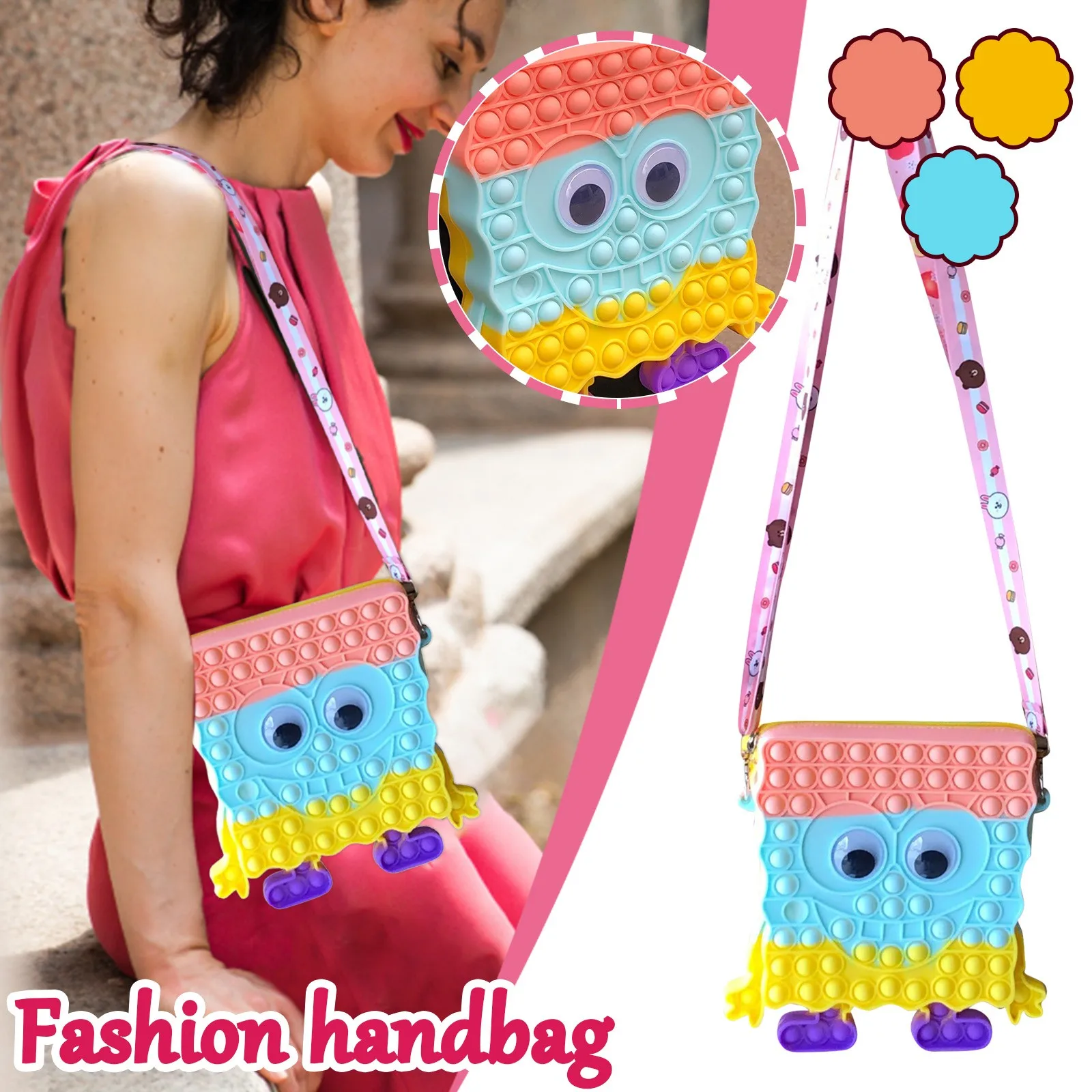 

Радужный противоударный рюкзак, мультяшная новинка, моделирование для взрослых и детей, декомпрессионная модная женская сумка на плечо