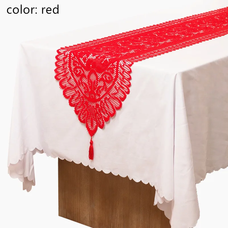 red 1 шт., Рождественская скатерть, кружевная скатерть для стола, Рождественский цветок, кружевная скатерть для стола, для дома, кухни, скатерть, для свадебной вечеринки - Цвет: red