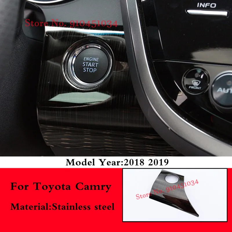 

Stainless Steel Car Key Push Button Start Stop Ignition Cover Interior Moulding Accessories For Toyota Camry XV70 2018 2019 2020