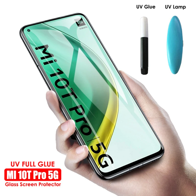 

UV Full Liquid Glue Screen Protector For Xiaomi Mi 10T Pro Note 10 Pro 10T Lite CC9 10 Pro 5G Transparent UV Tempered Glass Film