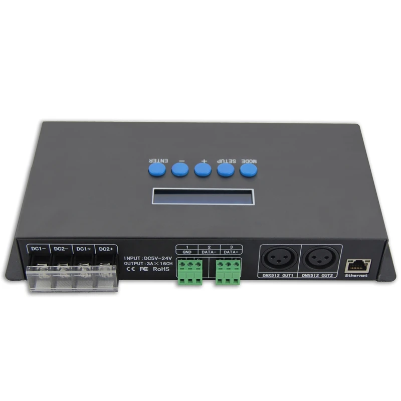 Bc 216 два порта 16 каналов Artnet для Spi / Dmx Ws2811 Ws2812B Sk6812 2801 8806 Led контроллер пикселей 340 16Ch