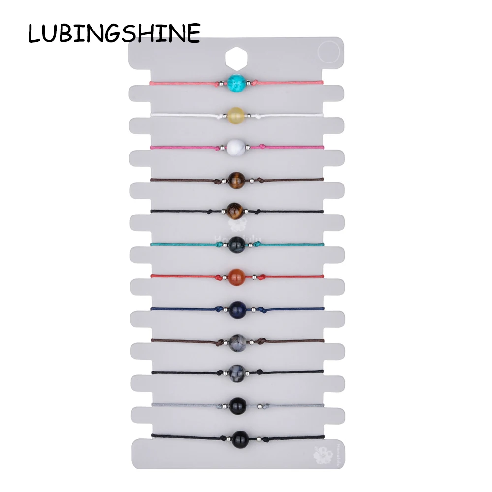 Женские круглые браслеты с подвесками из ниток и натурального камня для йоги