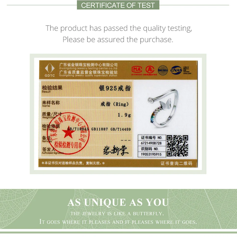 WOSTU Новое Радужное кольцо с бабочкой из стерлингового серебра 925 пробы сияющее