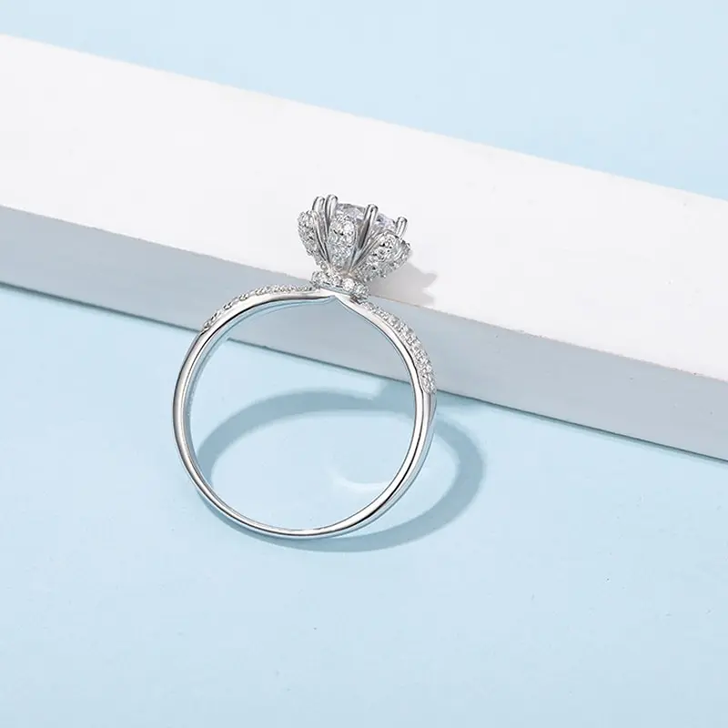 

Jazaz Fine Sparkling 1 Carat D Color Real Moissanite Wedding Rings For Women 100% 925 Sterling Silver Engagement Party B1008