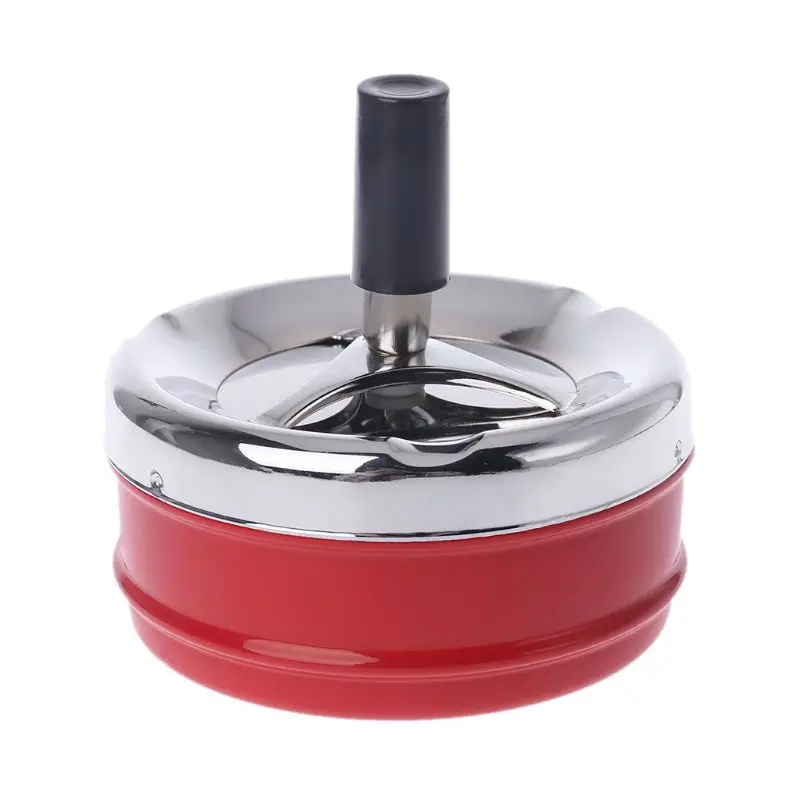 

Portable Metal Spinning Ashtray With Press Rotating Lid Practical Cigarette Collector