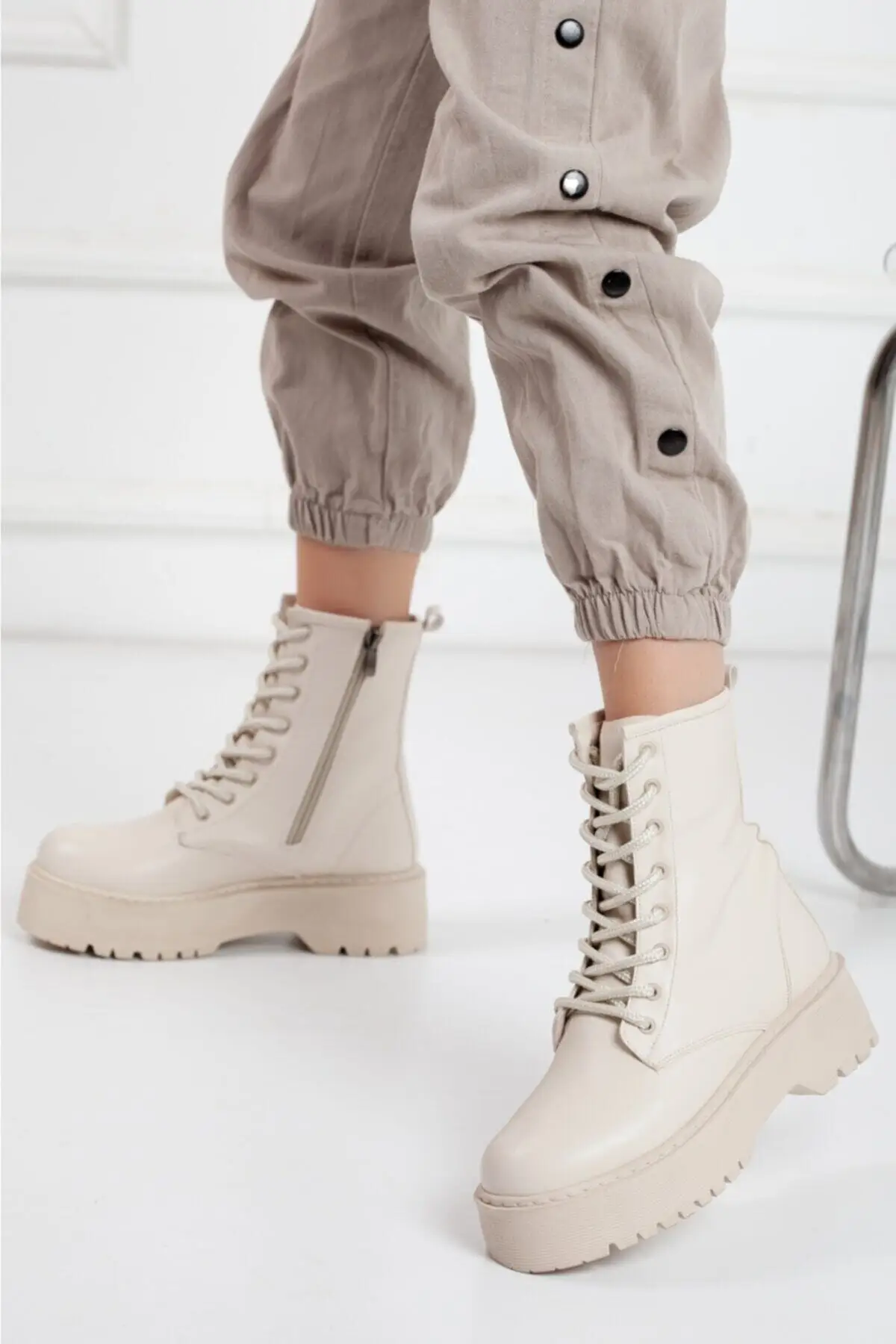 

Alarga Shoes Artificial Leather Boots Zipper And Lace-Up