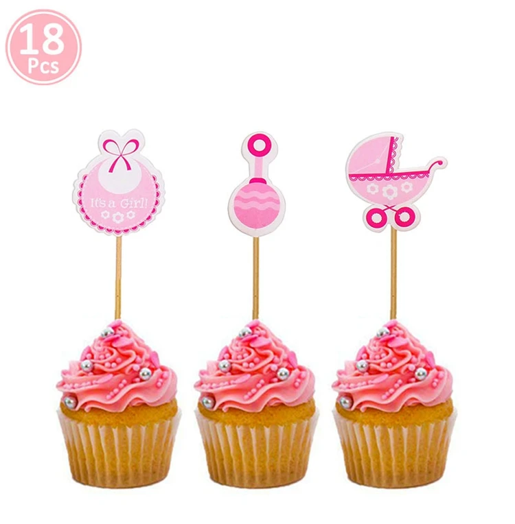 Детский душ торт кекс топперы BabyShower сувениры украшения, товары для вечеринки Его мальчик девочка синий игра слон Oh Baby