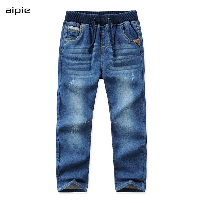 Брюки Детские эластичные из хлопка и спандекса Повседневные вязаные джинсовые