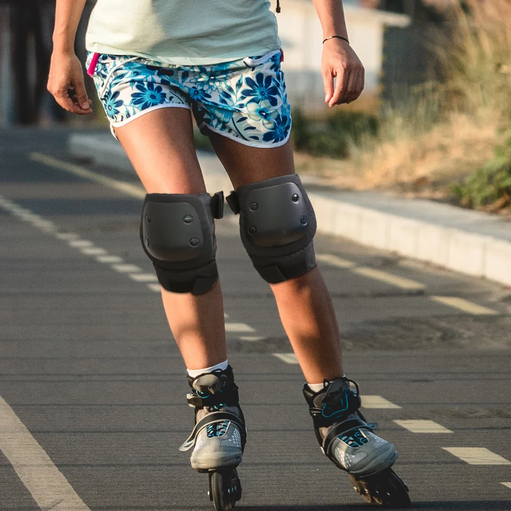 

6pcs Skating Defense Supplies Elbow Guard Kneecap Wrist Guard Sports Outdoor Sports Protectors for Kid Adult (Black Size Below