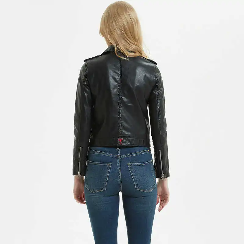 

LANMREM Faux Leather Imitation Embroidered Coat Jacket Temperament Chic Classic Short Biker 2021 New Arrival 2K2306