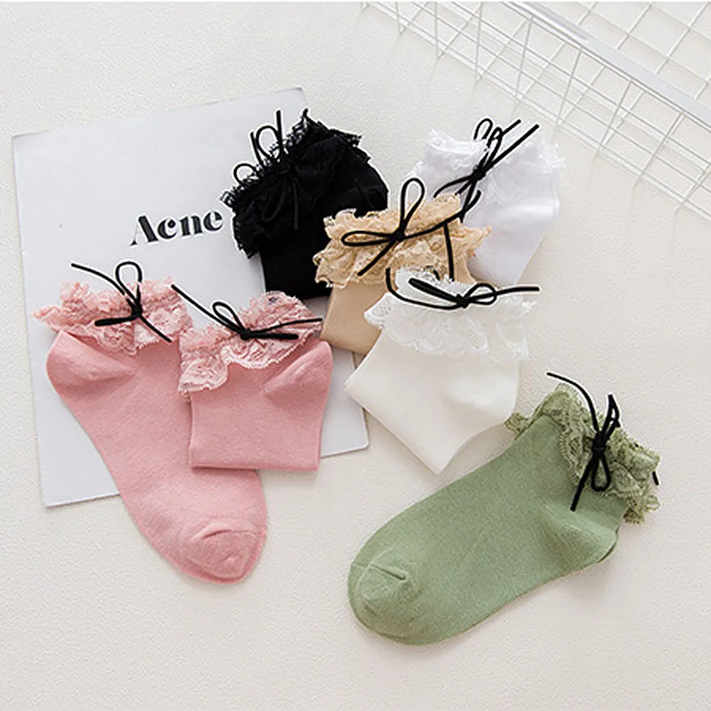 1 пара роскошные винтажные хлопковые кружевные короткие носки с рюшами в