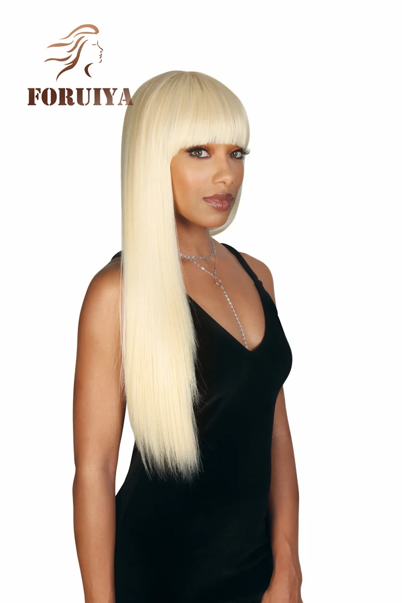

Foruiya Hair Fashion Wig Women's Long Straight Mechanism Chemical Fiber Headgear Multicolor Machine Made Synthetic Wigs