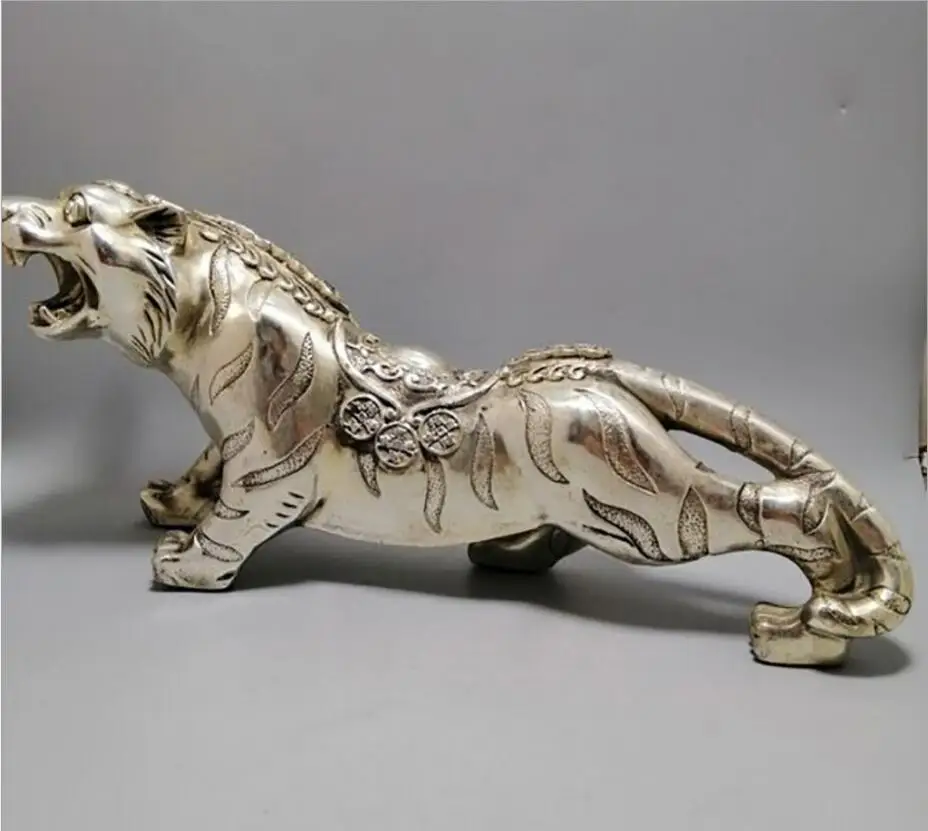 Медная статуя из чистой меди властное животное тигр украшение белый медный для