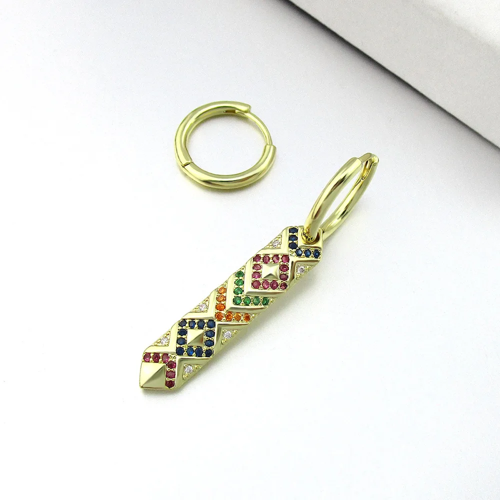 Fashion Retro Design Asymmetric colorful Zircon geometric earrings women Africa long earring ZK40 | Украшения и аксессуары