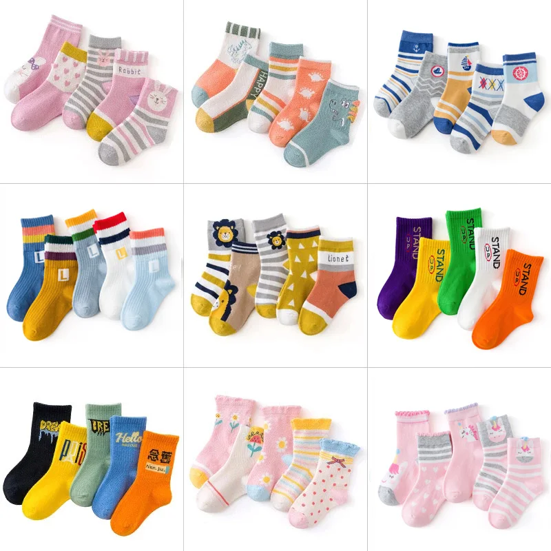 

Cotton Kids Socks Spring Autumn Cute Cartoon Newborn Toddler Casual Sport Baby Boys Socks Letters Print Girls Socks 0 To 12 Yrs
