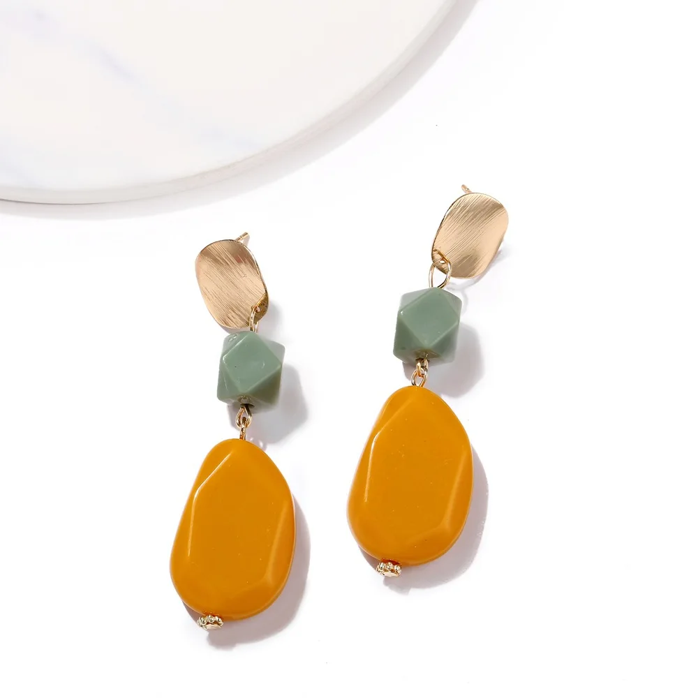 TEH Европа Америка простой смолы металла блесток Висячие серьги для женщин