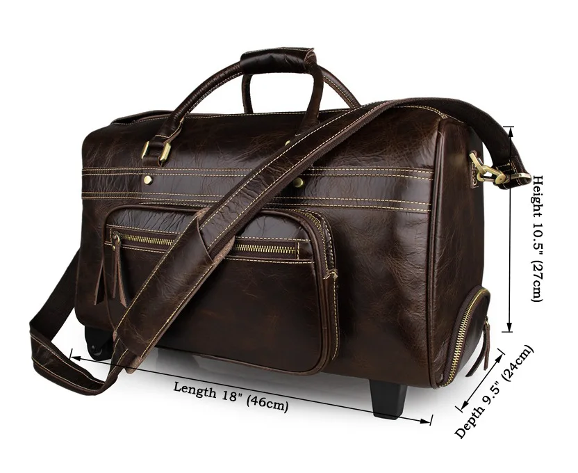 Мужская сумка из натуральной кожи чехлы на колесиках для поездок выходных 18