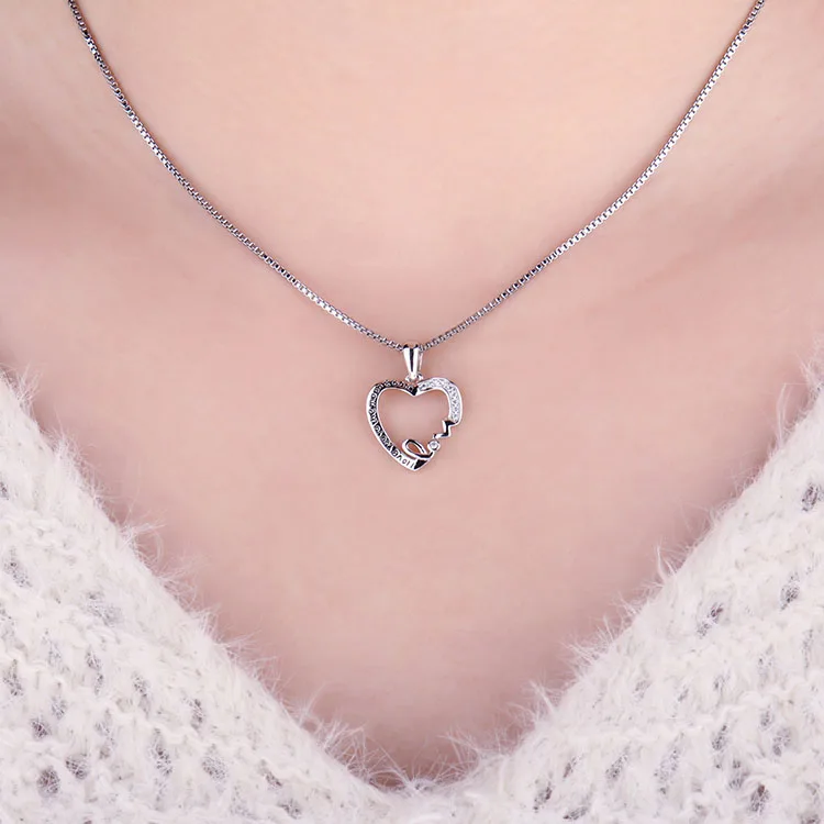 Love You Moon серебряный кулон-Сердце ожерелье 925 Серебряное колье эффектное ожерелье женское серебро 925 ювелирные изделия с ц