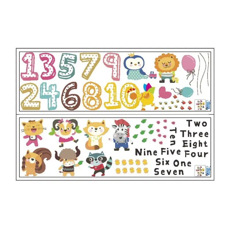

Наклейки на стену в виде цифр, декор для детской комнаты, Мультяшные животные, самоклеящиеся наклейки для обучения детского сада