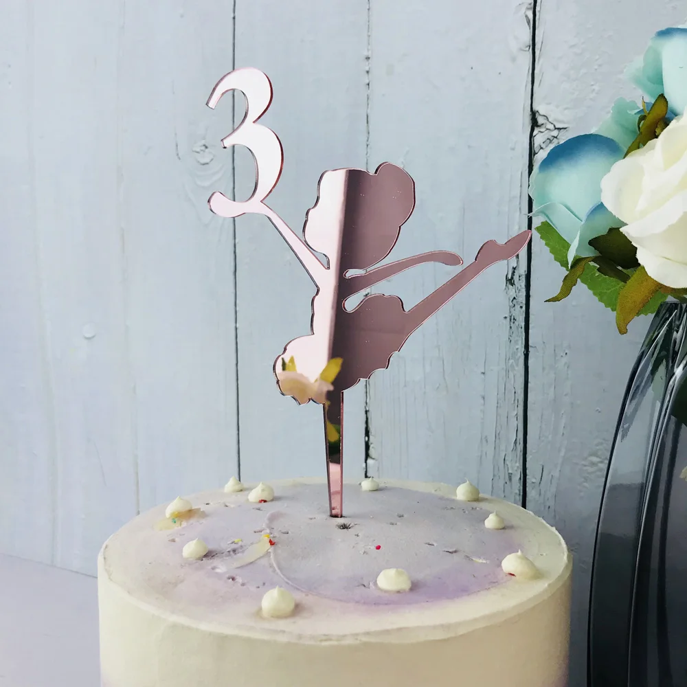 

Personalized Happy Birthday mirror rose Cake Topper,Custom Ballet girl age Cake Topper,like to dance girl Birthday Party Decor