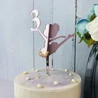 Персонализированный зеркальный Топпер для торта на день рождения, персонализированный Топпер для торта в виде балерины, для танцевальной вечеринки, декор для вечеринки в честь Дня Рождения