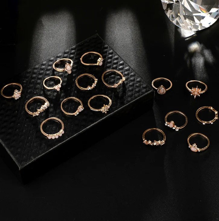 16 шт./компл. женское винтажное ювелирное изделие с кристаллами Геометрическая