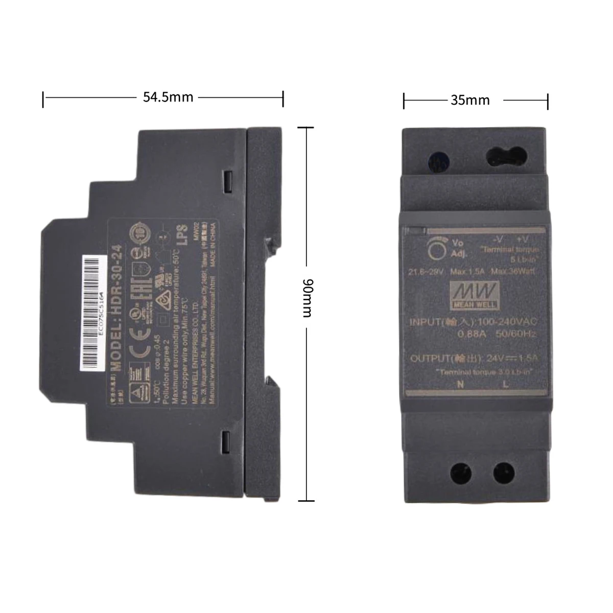 При заказе 1-10 штук товара Mean Well! HDR-30-12 Series 5V 12V 15V 24V 48V 15W 30W 36W ультра тонкий