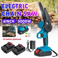 6 inch 88v cordless electric saw cordless chainsaw 3000w with 2pcs battery brushless rechargeable cutting woodworking tool