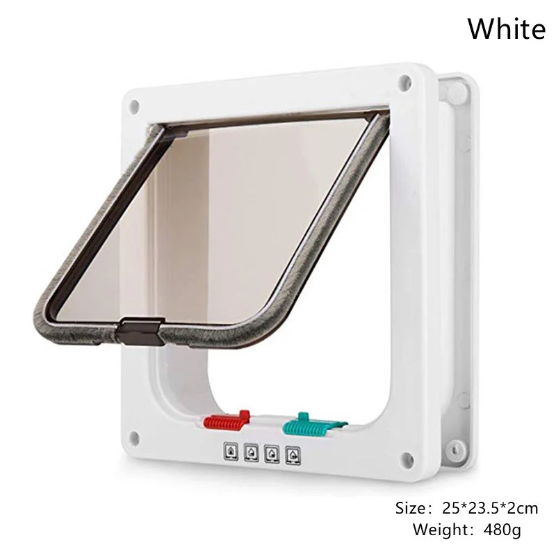 

Flap Door with 4 Way Security Lock Dog Cat Flap Door for Dog Cats Kitten ABS Plastic Small Pet Gate Door Kit Cat Dogs Flap Door