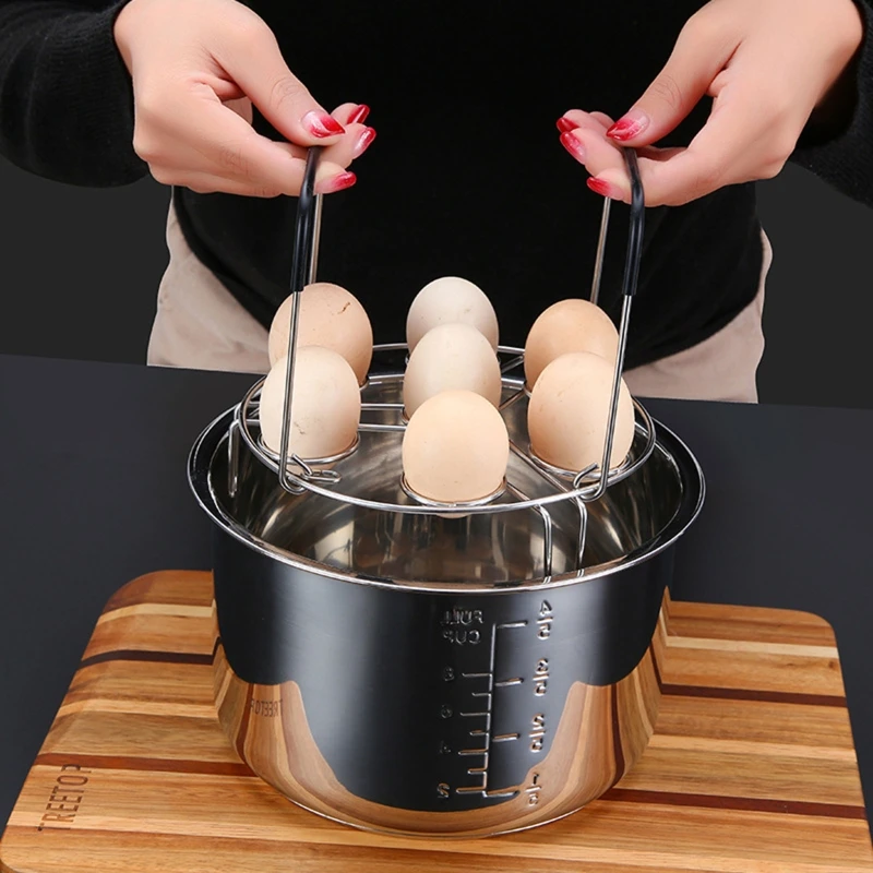 

Stackable Egg Steamer Rack Trivet with Heat Resistant Handles for Instant Pot Accessories Multipurpose Steaming Holder 19QE