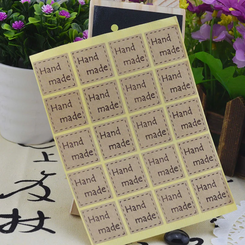 10 листов = 200 шт. наклейки для этикеток ручной работы клейкие крафт-бумага