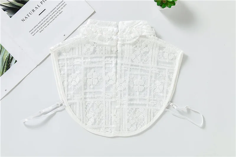 Linbaiway рубашка Поддельный Воротник галстук для женщин выдалбливают Кружева