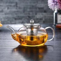 clear borosilicate glass teapot with stainless steel infuser strainer heat resistant loose leaf tea pot kettle set teaware tool