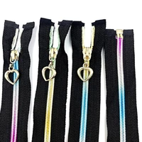 5pcs 50cm 90cm 5 bulk nylon open end zipper colorful tooth gradient zippers for sewing luggage
