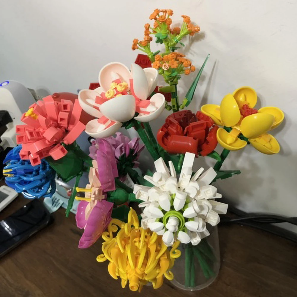 

Ideas Creator Expert DIY Flower Bouquet Tulips Roses Toys for Girl Friend Birthday Gift Modular MOC Bricks Model Building Blocks