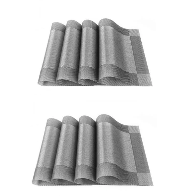 8PCS Color 4 8 шт. столовые приборы ПВХ коврик для обеденного стола дисковые чаши подставки водостойкие Нескользящие тканые салфетки стол теплоизоляция - Цвет: 8PCS Color 4