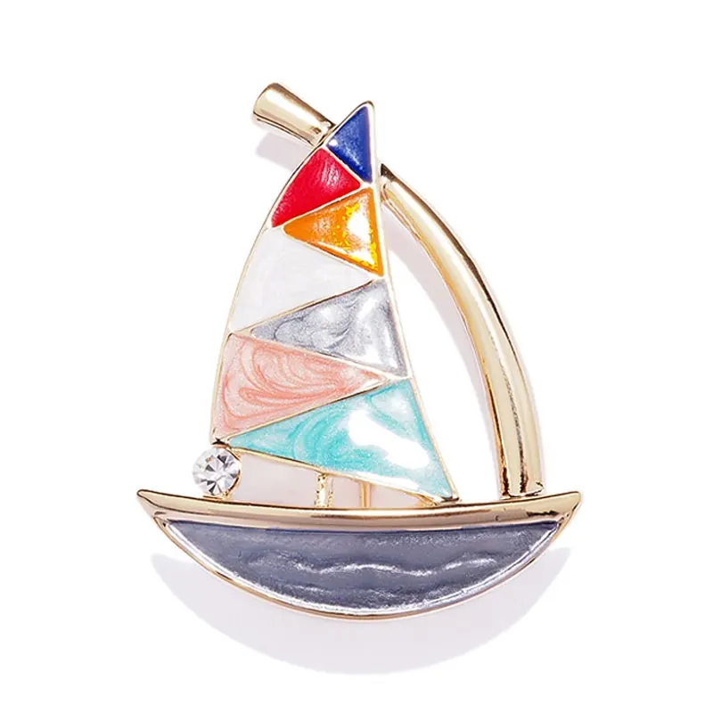 

Fashion Color Sailing Brooch For Women Party Accessories Boat Alloy Brooches Gift
