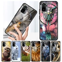 camouflage owl animal tempered glass cover for xiaomi redmi note 10 10s 9 9t 9s 8t 8 9a 9c 8a 7 pro max phone case