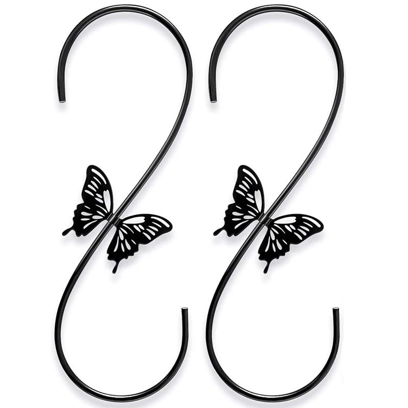 

Attractive Bird Feeders Hanger 12-Inch, 2PCS Metal bird Feeders Hook, Outdoor Steel S Hook with Butterfly Design
