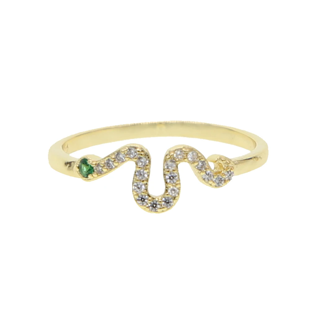 Женское кольцо с кольцом змейкой micro pave золотое белое зеленое фианитом|Кольца| |