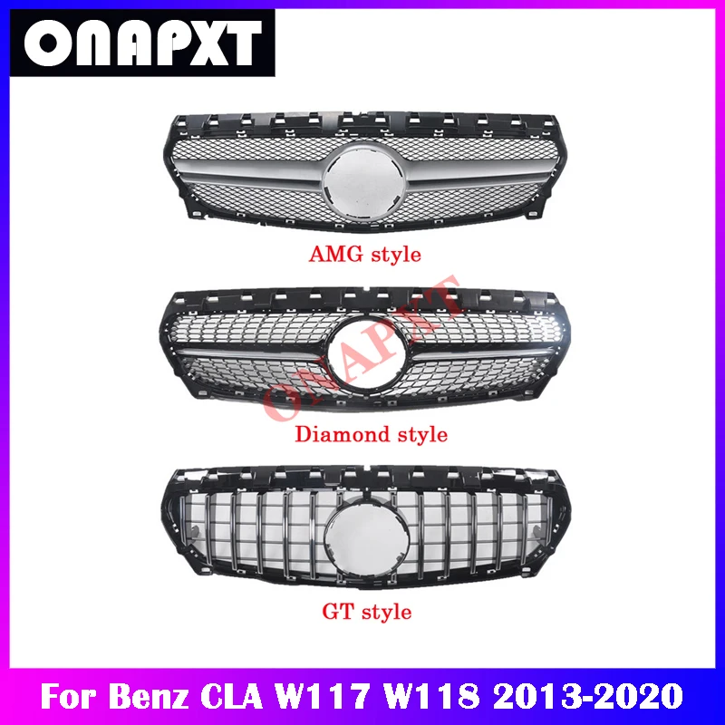 

For Mercedes-Benz CLA class W117 W118 Car Plastic Front Bumper Grill Middle Grille Diamond GT AMG Center Vertical Bar 2013-2020