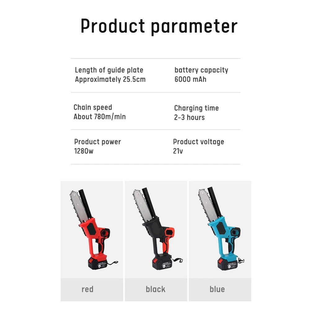 

8 Inch Electric Chain Saw Gardening Pruning Saw Small Handheld Outdoor Logging Saw Woodworking Tool with 2 Lithium Batteries