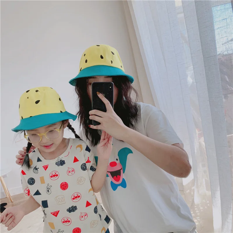 Parent-child Bucket Hat Men Women Summer Cap Kids Watermelon Print Bob Boys Girls Hip Hop Fishing Fisherman | Аксессуары для