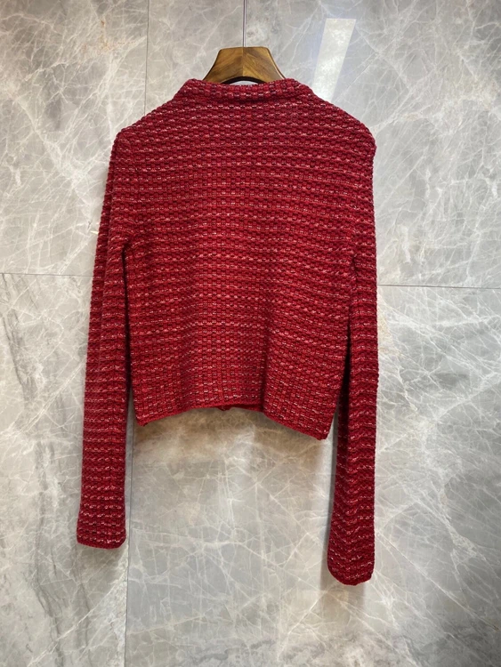 

2020 autumn and winter new women's fashion V-neck thick line woven symmetrical pocket button cardigan sweater 1116