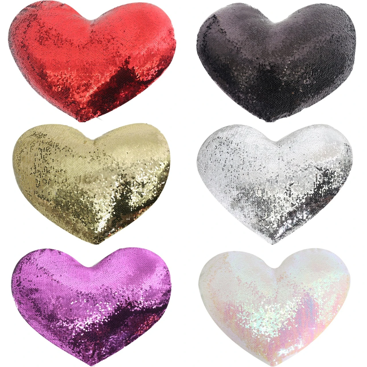 

Custom Logo Heart Sequin Cushion Cover Sublimation Blank Magical Color Changing Reversible Home Decor Car Sofa Pillow Case Cover