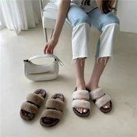 womens home slippers 2021 autumn and winter new style mink fur comfortable flat bottomed casual warm shoes