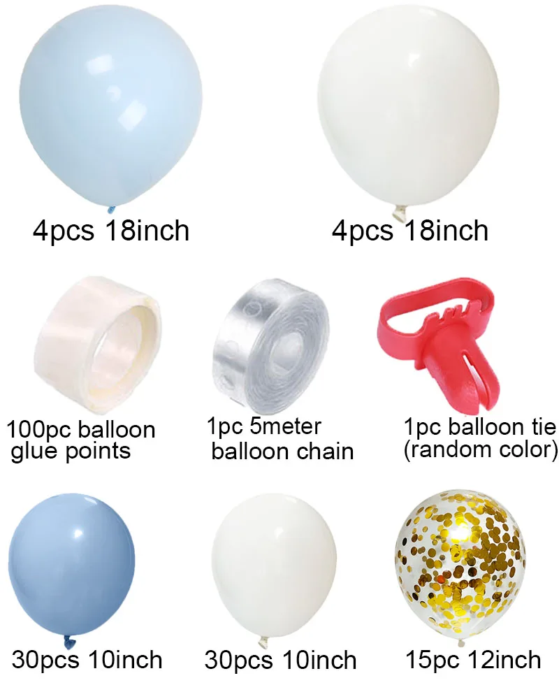 86 шт пастельные Макарон синие белые воздушные шары гирлянды арочный комплект