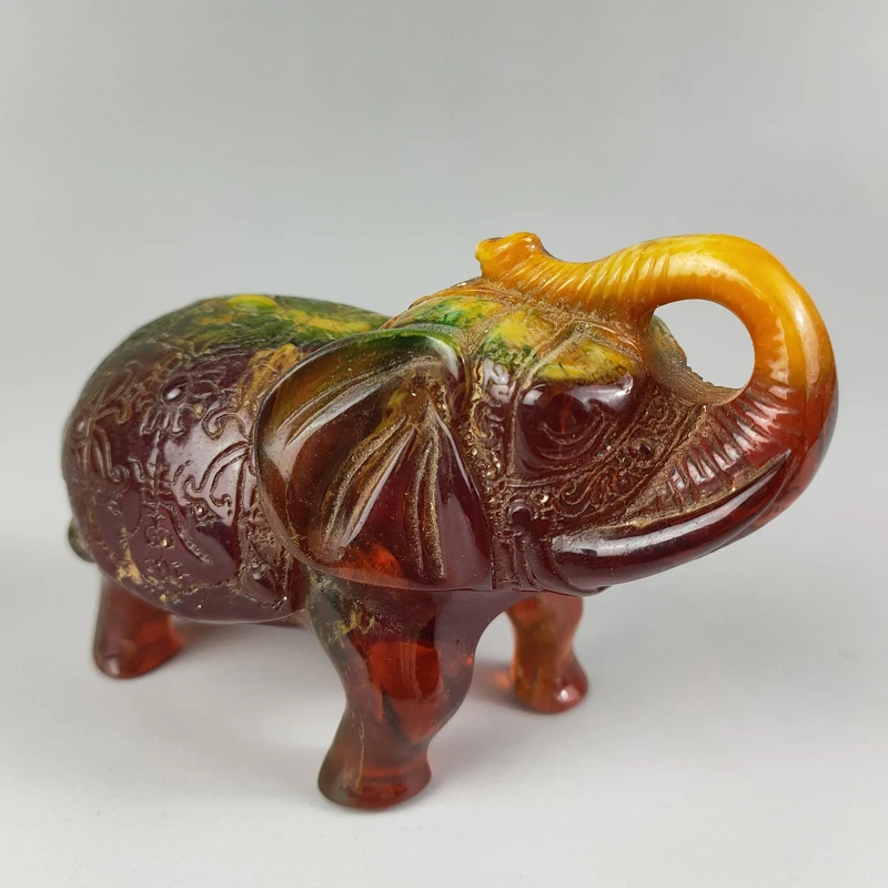 

Составная интересная редкая китайская коллекция, украшение для дома, подарок, статуя слона из янтарной смолы, ремесло